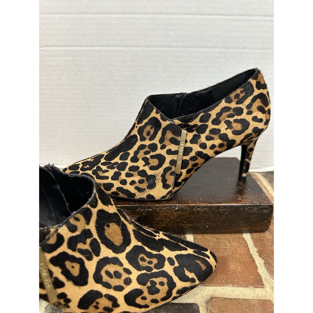 Calvin Klein Calflhair Leather Leopard Stiletto Heel Ankle Boots Women's‎ 10 - Picture 7 of 8